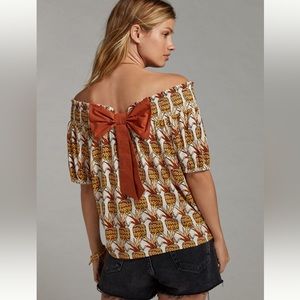 NWT | Anthropologie Bow Back Printed Top | Size Large